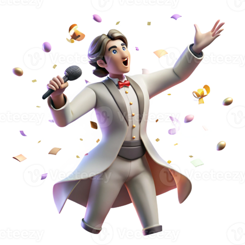 dramatic contemporary Opera Singer Dramatic Pose Spot Lighting Transparent Element genuine png