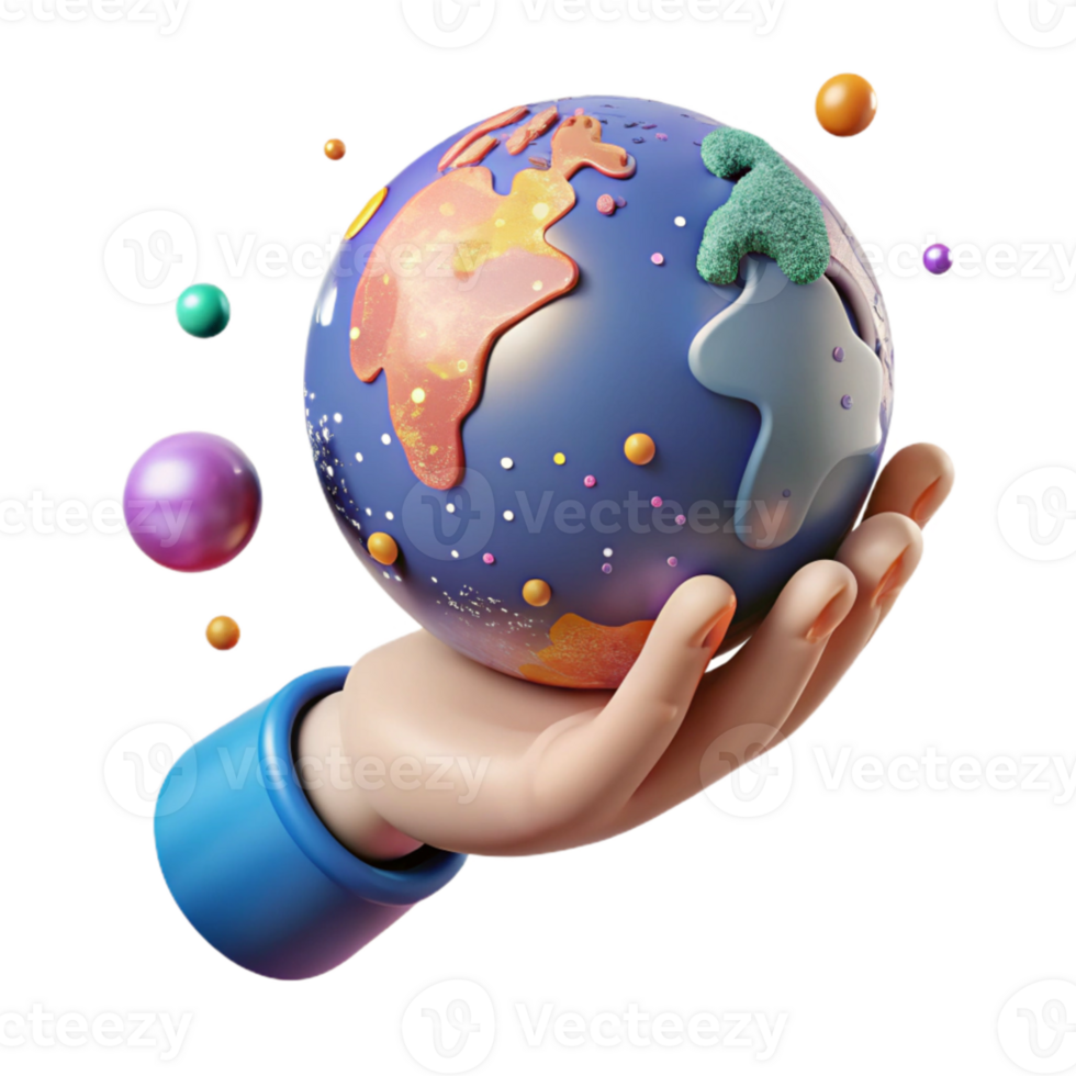 impressive creative Hand Holding Globe Gently Isolated high quality png