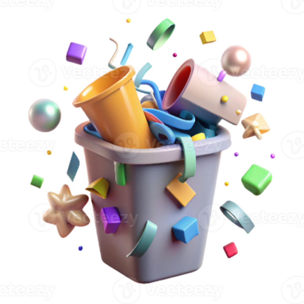 impressive traditional Recycle Bin Overflowing with Plastic Transparent Background high quality png