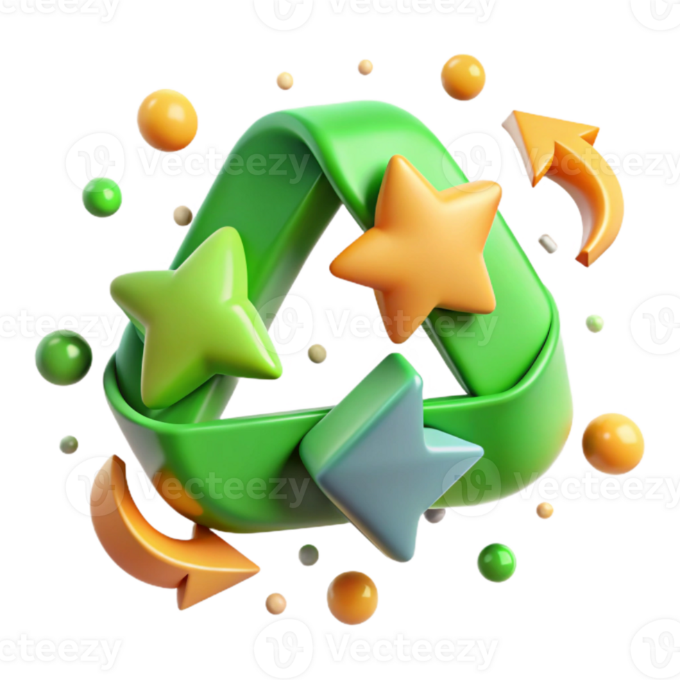 serene artistic Recycling Symbol Arrows Green Transparent Background professional png