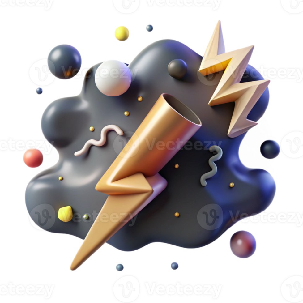beautiful classic Lightning Strike in Dark Sky Cutout Image authentic png