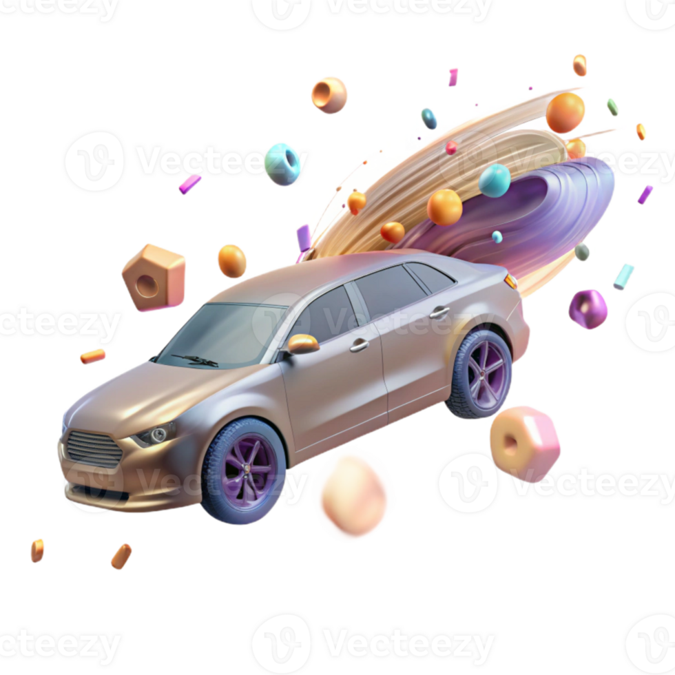 serene contemporary Motion Blurred Car Side View Transparent Background high quality png