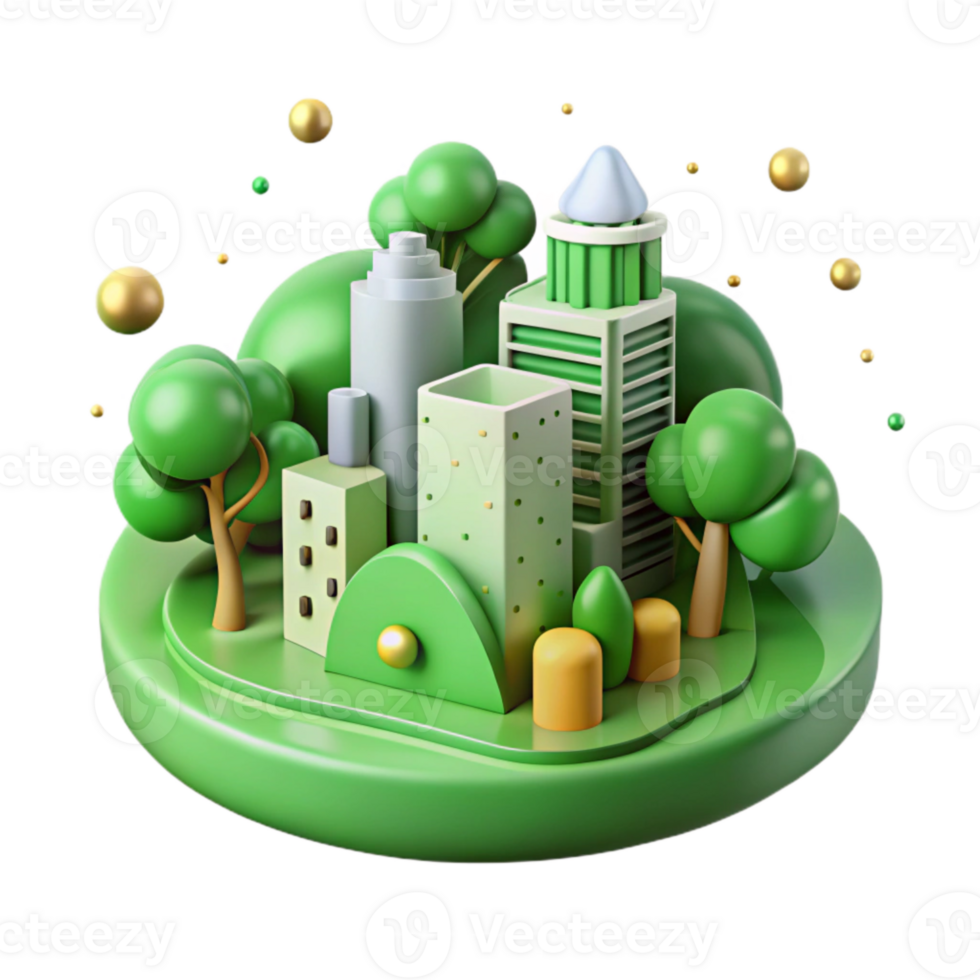 dramatic modern Green Infrastructure Icon with City and Trees Isolated genuine png