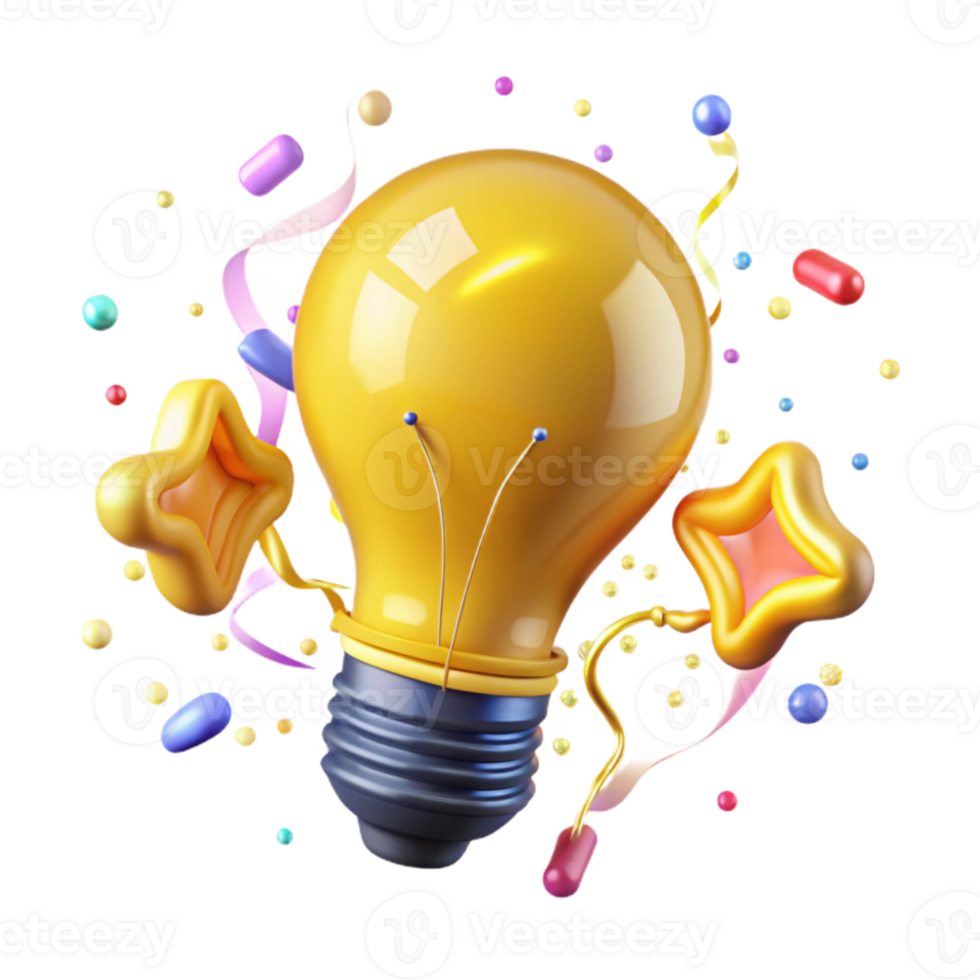 wonderful traditional Lightbulb Filament Glowing Bright Yellow Isolated original png