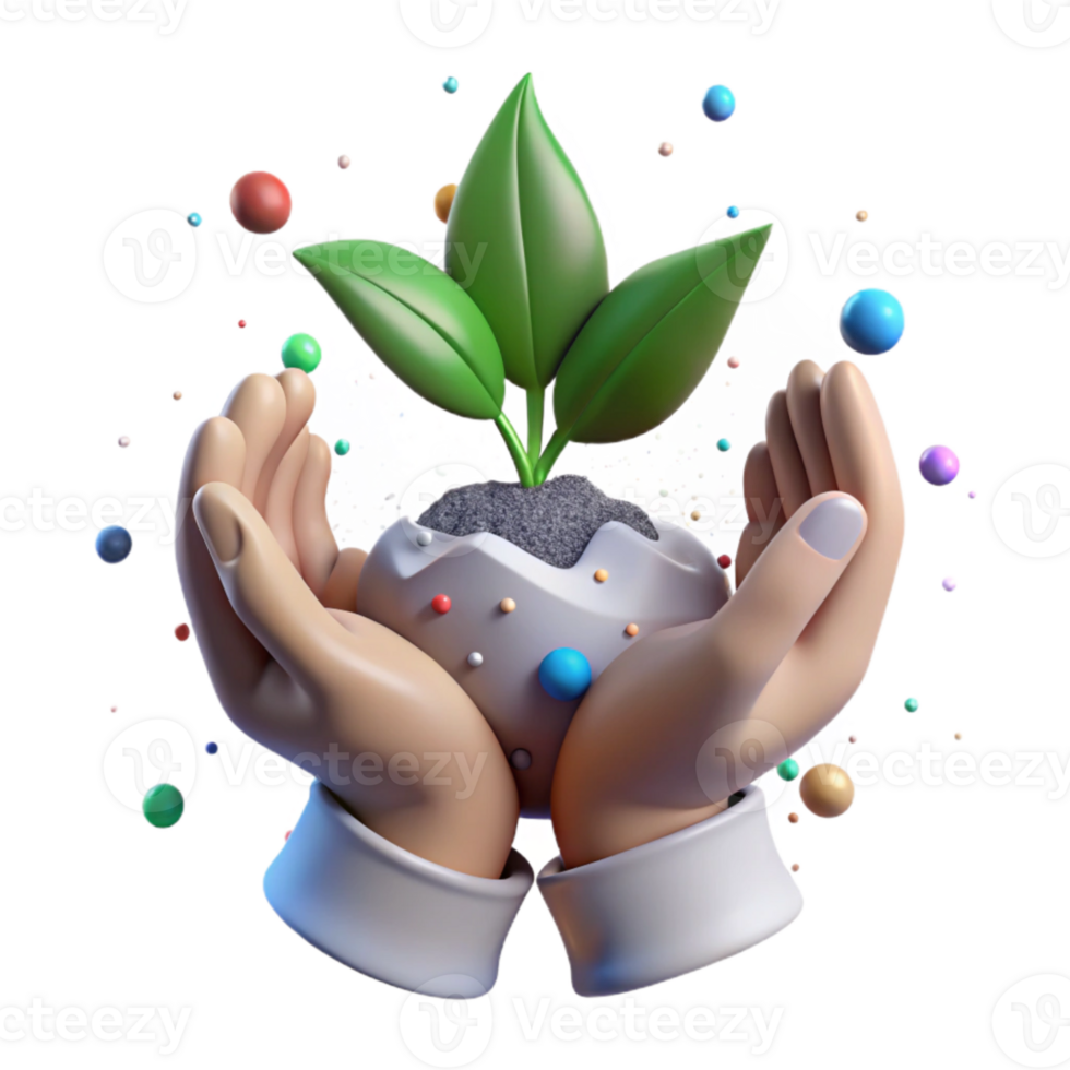dramatic artistic Hands Protecting Small Plant Soft Lighting Isolated authentic png