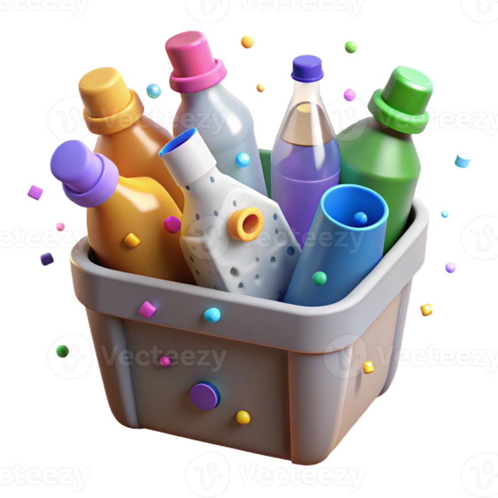beautiful rustic Plastic Bottles in Recycling Bin Top Down View Cutout original png