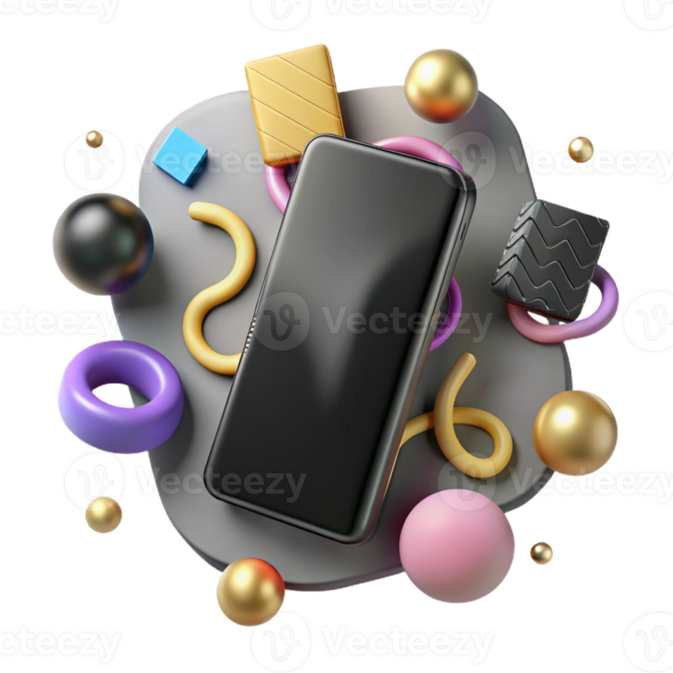dramatic abstract Matte Black Phone Modern Style Cutout professional png