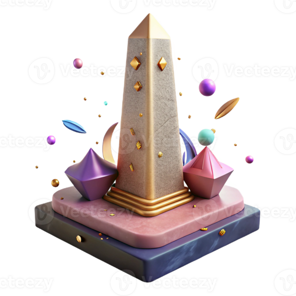 beautiful vintage Obelisk Isolated with Hieroglyphic Inscriptions premium png