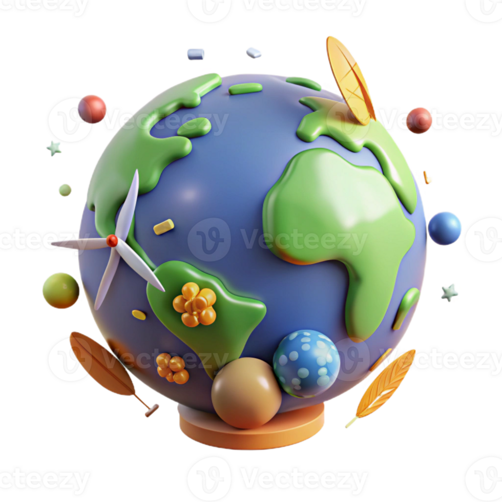 stunning minimalist Globe with Renewable Energy Icons Isolated Element png