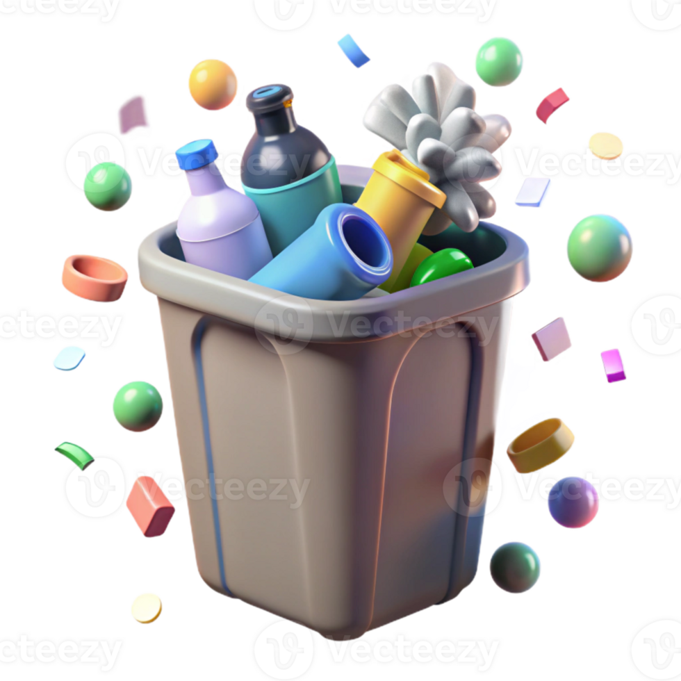 vibrant abstract Recycling Bin Filled with Plastic Bottles Transparent Background detailed png
