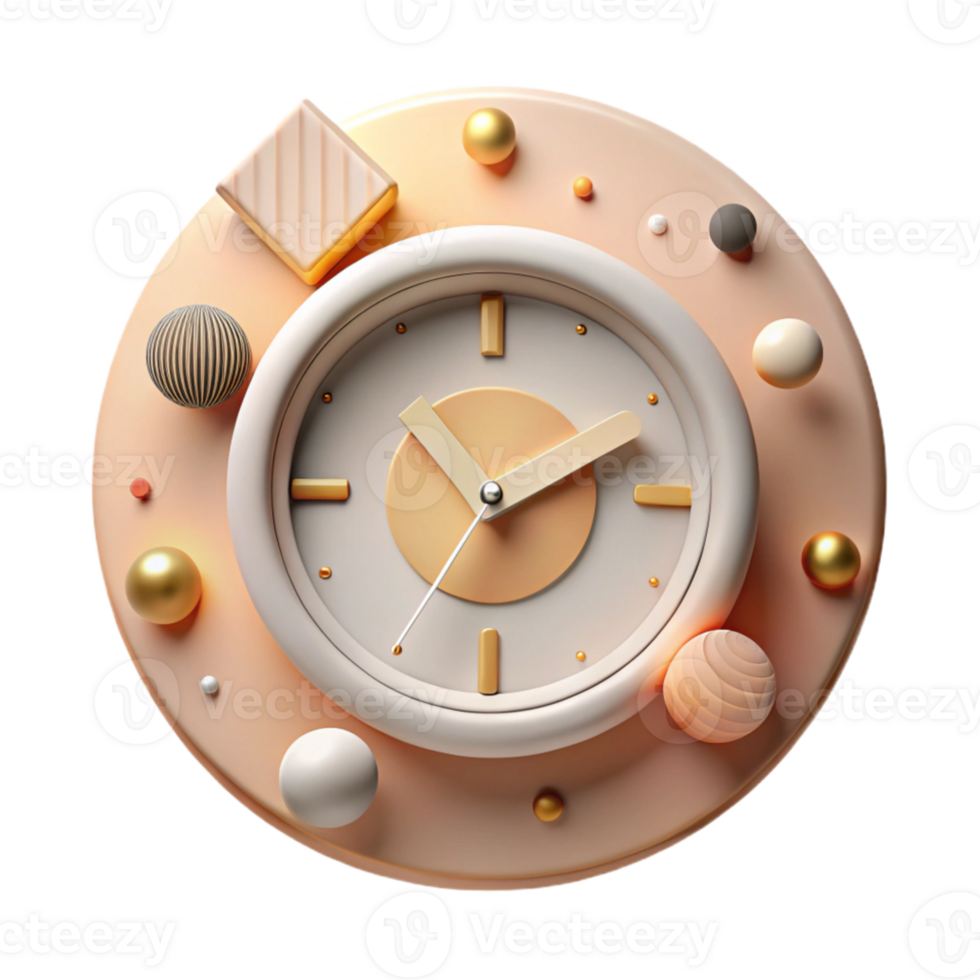 beautiful classic Modern Clock Face Minimalist Design Isolated authentic png