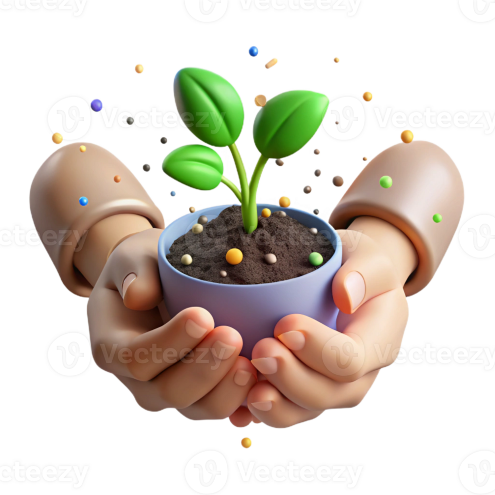 vibrant vintage Hands Holding Seedlings Close Up View Transparent Background authentic png