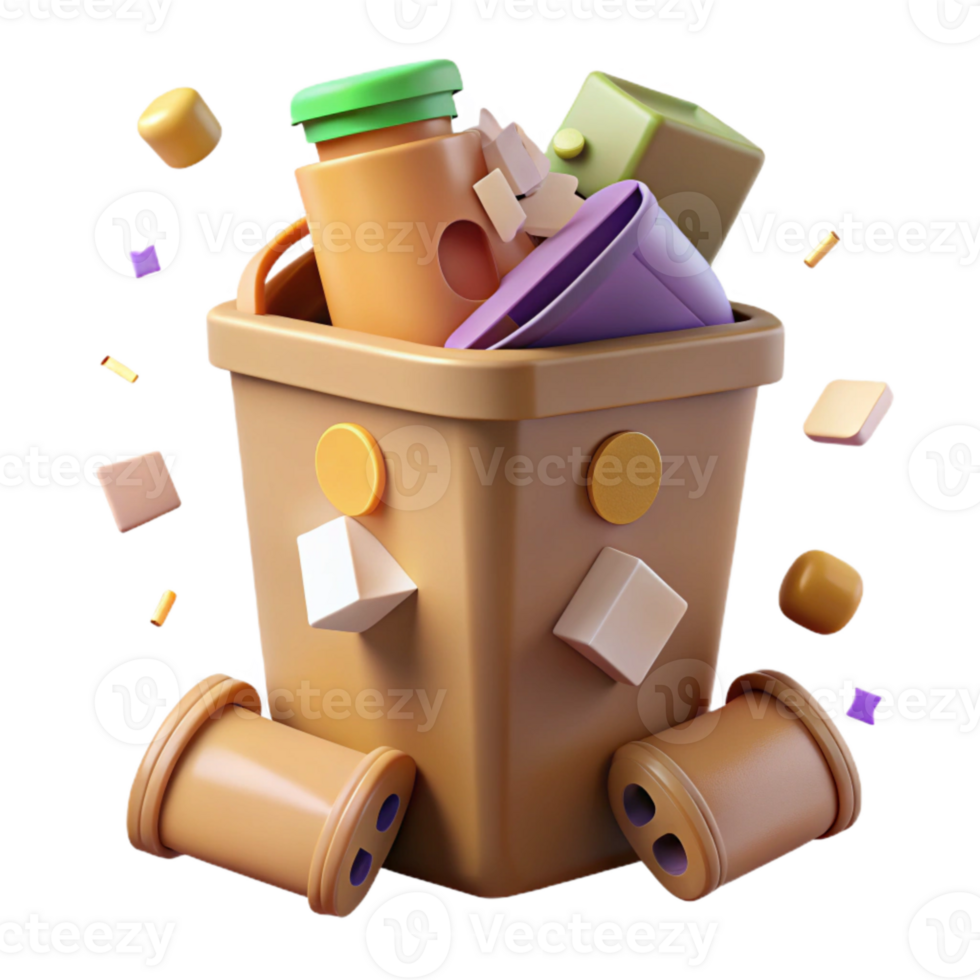 vibrant creative Recycling Bin with Paper and Cardboard Isolated Cutout original png