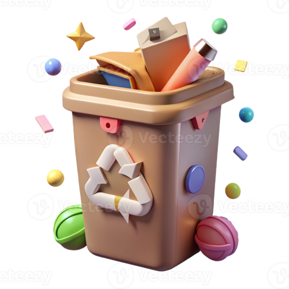 impressive modern Recycling Bin with Paper and Cardboard Isolated Cutout premium png