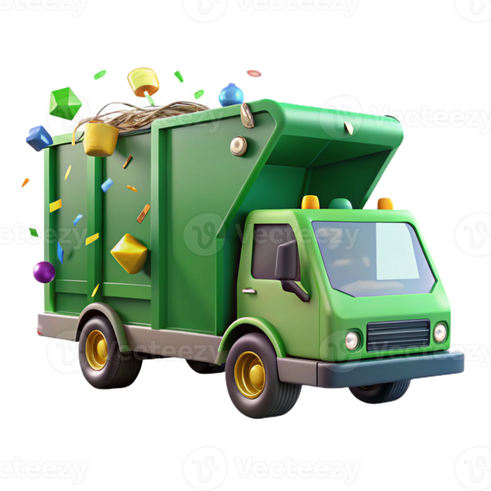 dramatic modern Recycling Truck Side View Isolated Cutout exclusive png