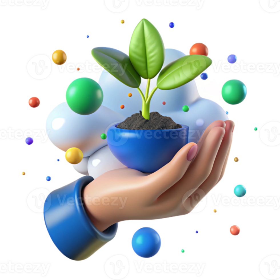 wonderful abstract Hand Holding Seedling Against Blue Sky Cutout authentic png
