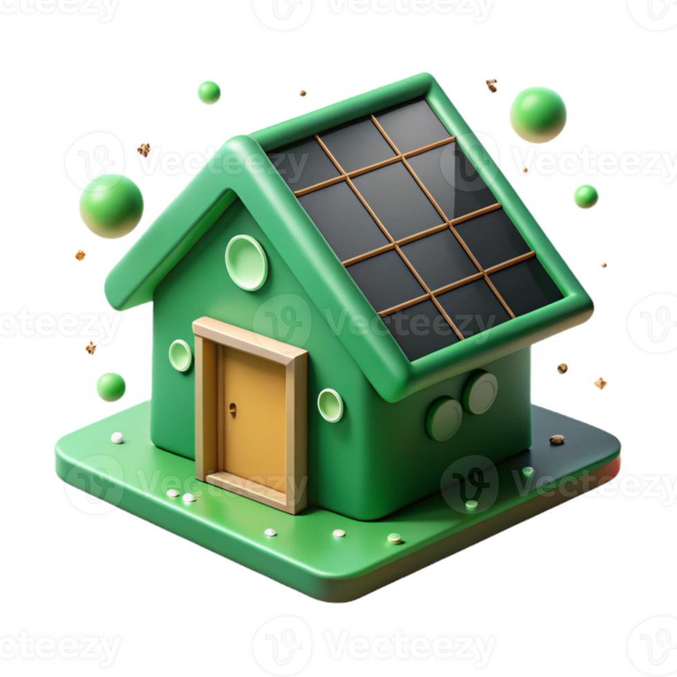 dramatic abstract Green House Icon with Solar Panels Isolated high resolution png