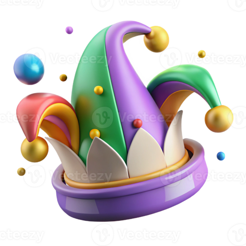 vibrant traditional Mardi Gras Jester Hat Isolated Colorful Design high resolution png