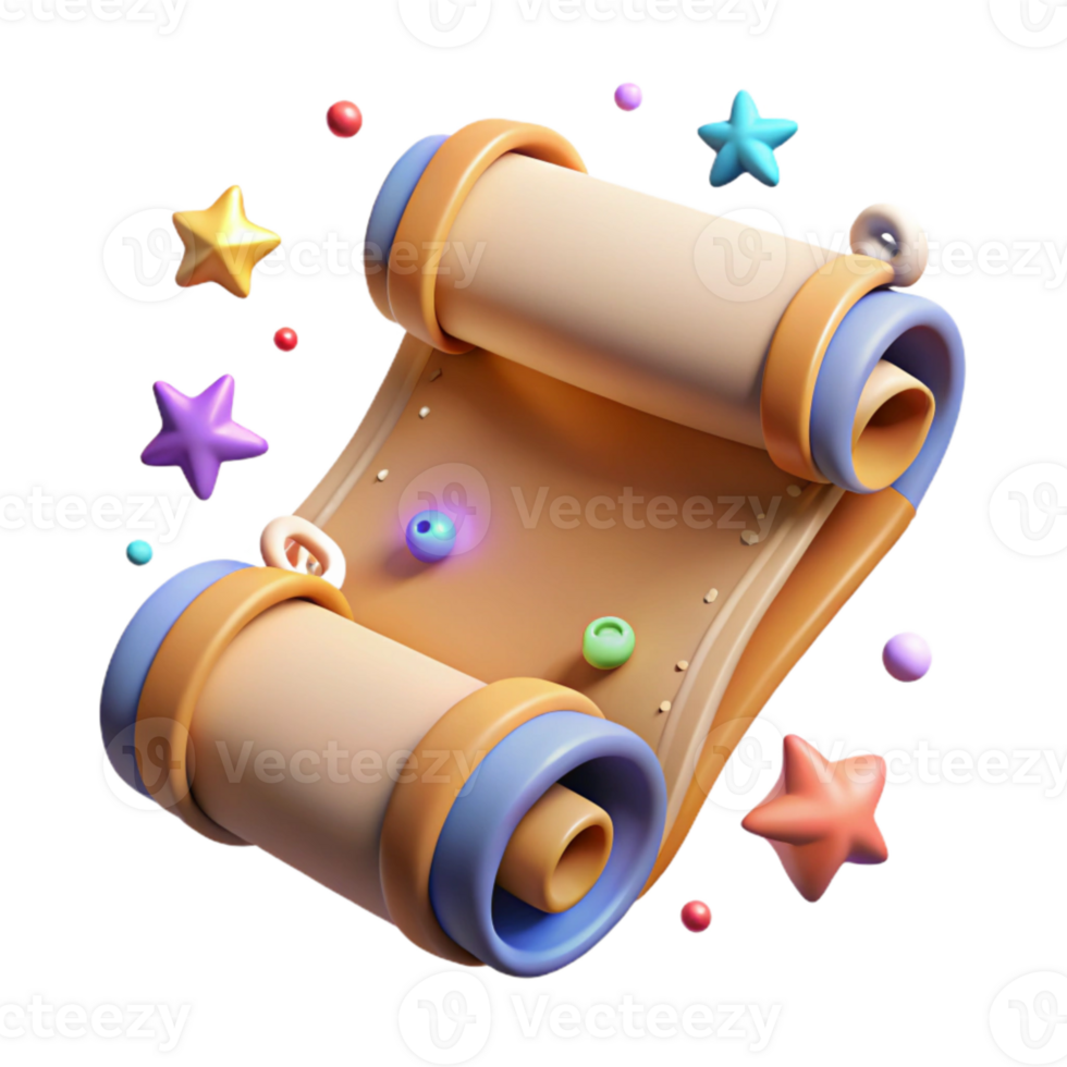 serene creative Old Parchment Scroll Unrolled Cutout png