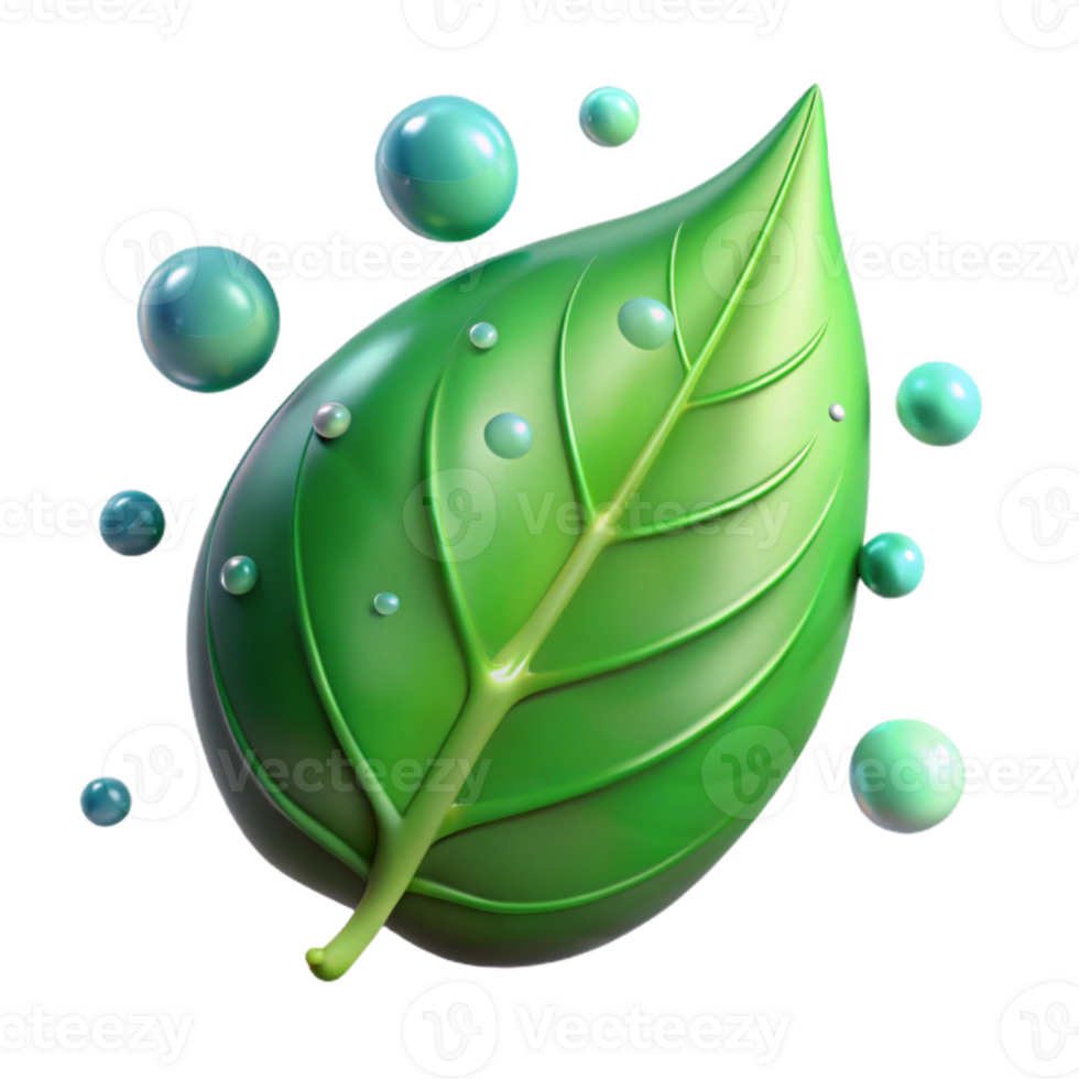 vibrant vintage Green Leaf with Water Droplets Isolated on Transparent Background authentic png