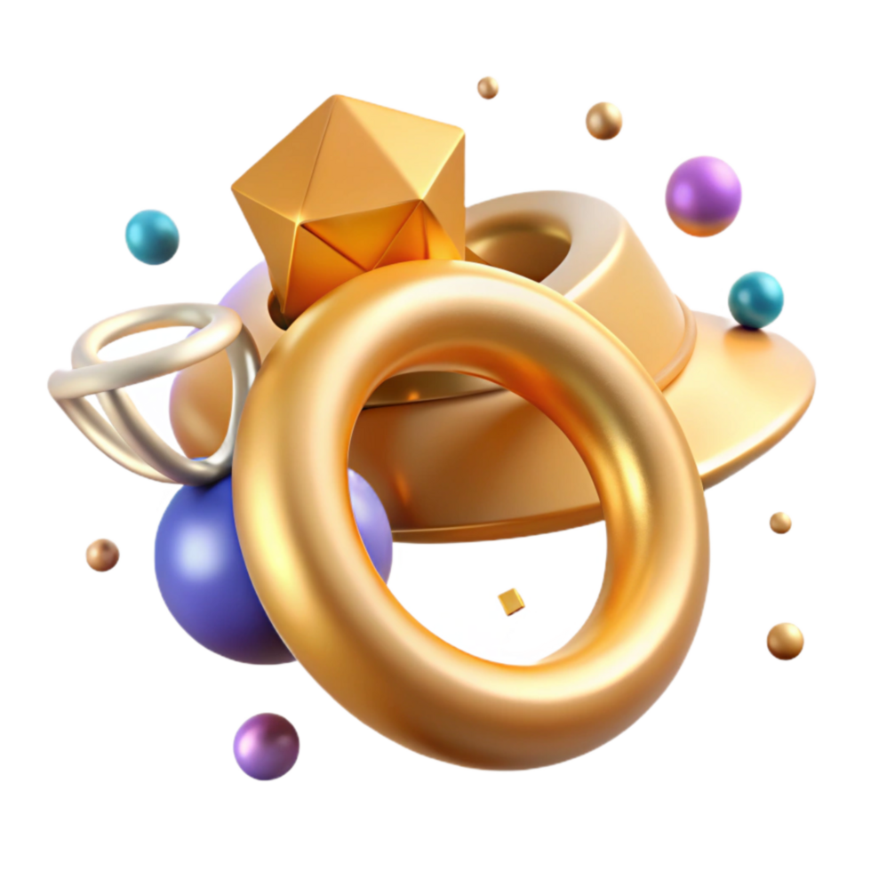 vibrant vintage Golden Ring with Diamond Isolated on White Background genuine png
