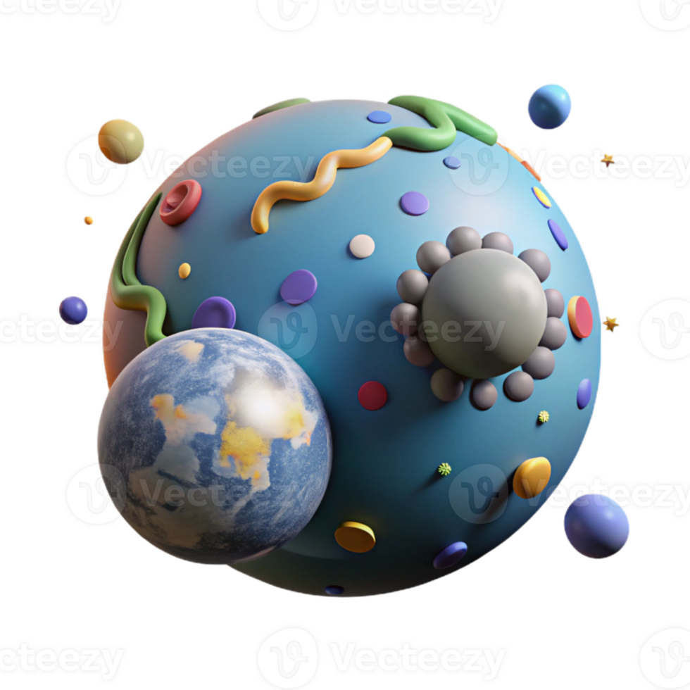 vibrant artistic Planet Earth and Moon Isolated on Transparent Background professional png