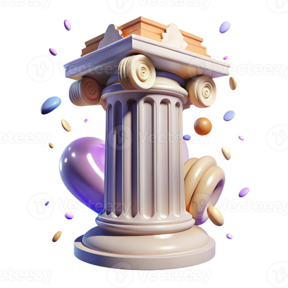 extraordinary rustic Greek Temple Column Fluted Design Isolated professional png