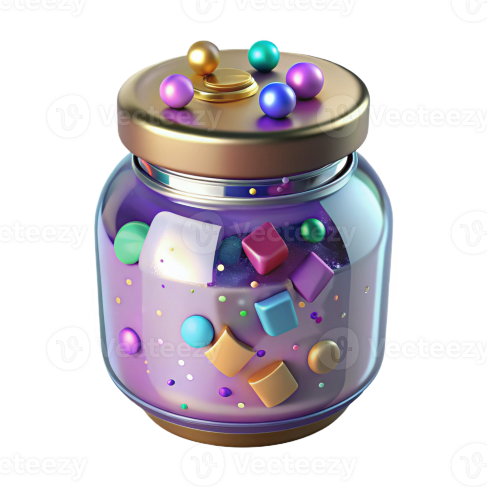 impressive artistic Recycled Glass Jar with Lid Isolated original png