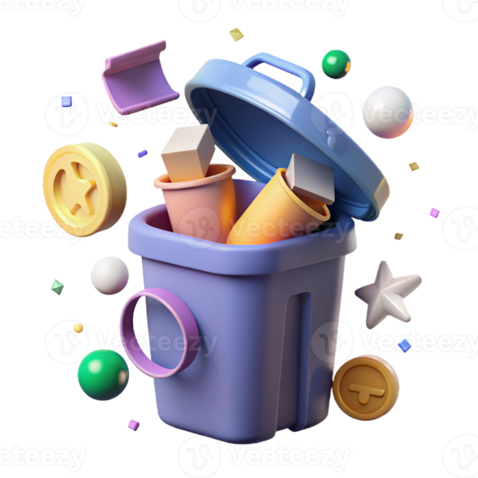 beautiful traditional Recycling Bin with Lid Open Isolated Element premium png