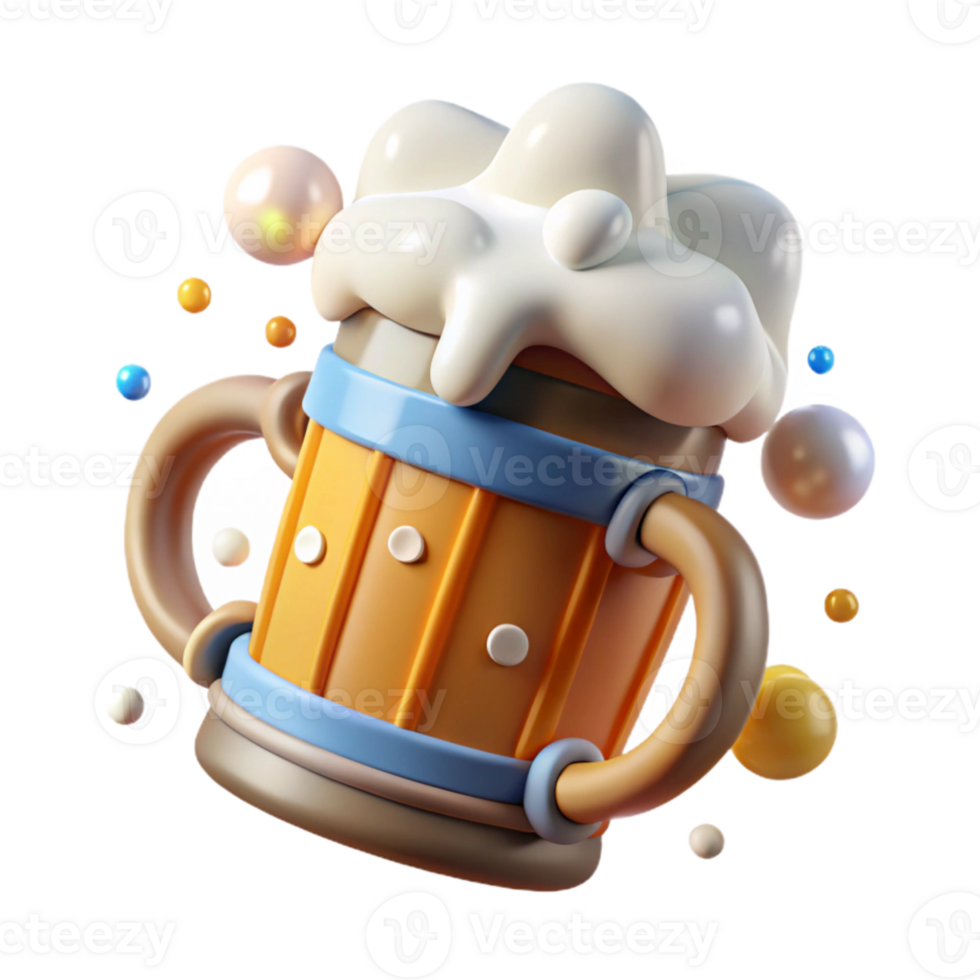 elegant artistic Oktoberfest Beer Stein Frothy Overflow Cutout original png