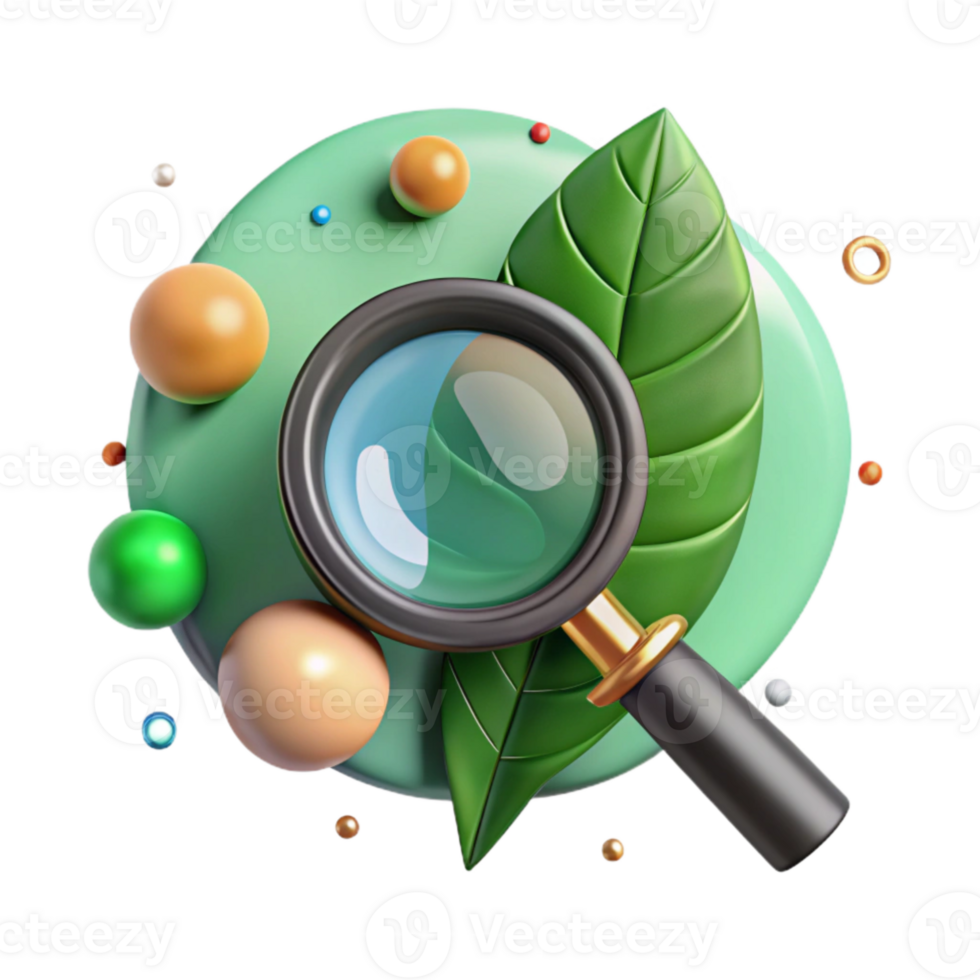 impressive abstract Magnifying Glass Over Green Leaf Transparent authentic png