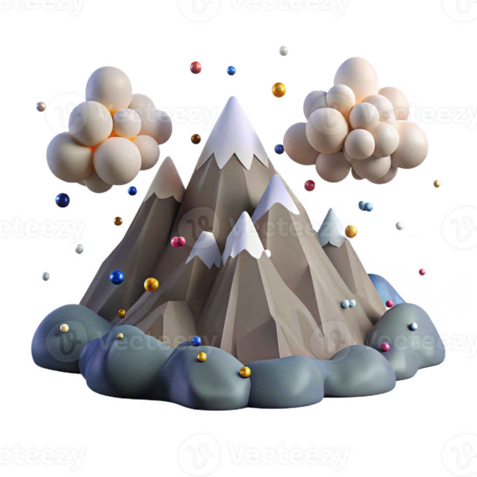 vibrant traditional Mountain Range with Clouds Isolated with Realistic Sky original png