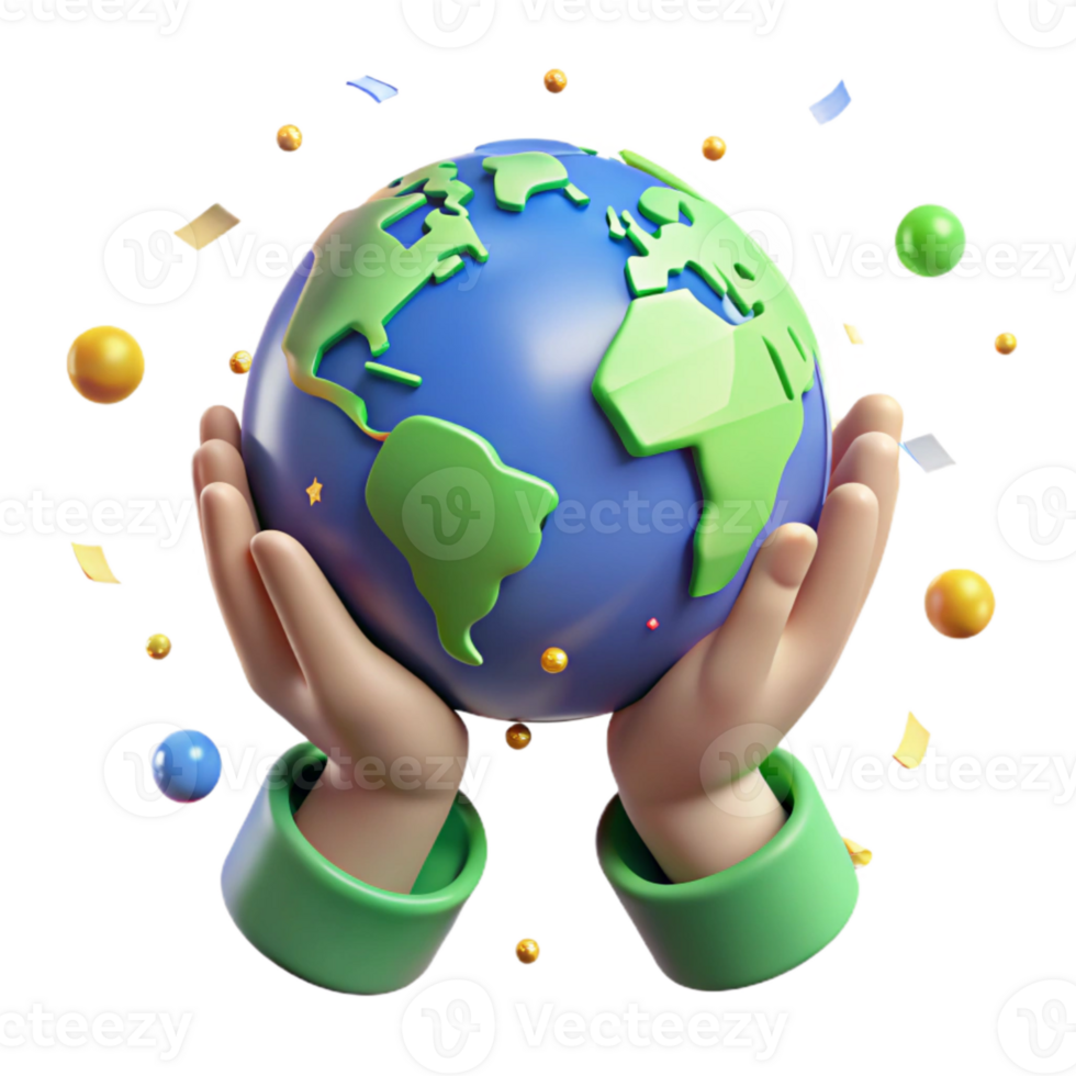 extraordinary rustic Hands Holding Globe with Green Leaves Cutout genuine png