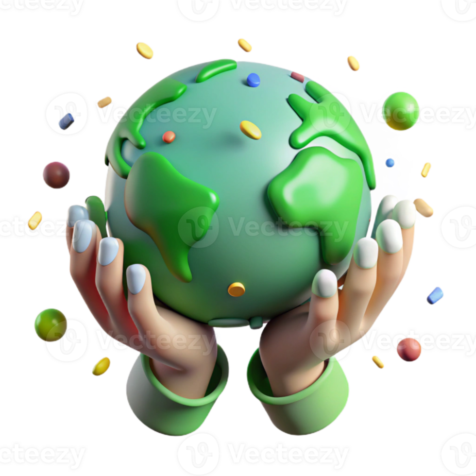 wonderful modern Hands Holding Green Earth Transparent Background high quality png