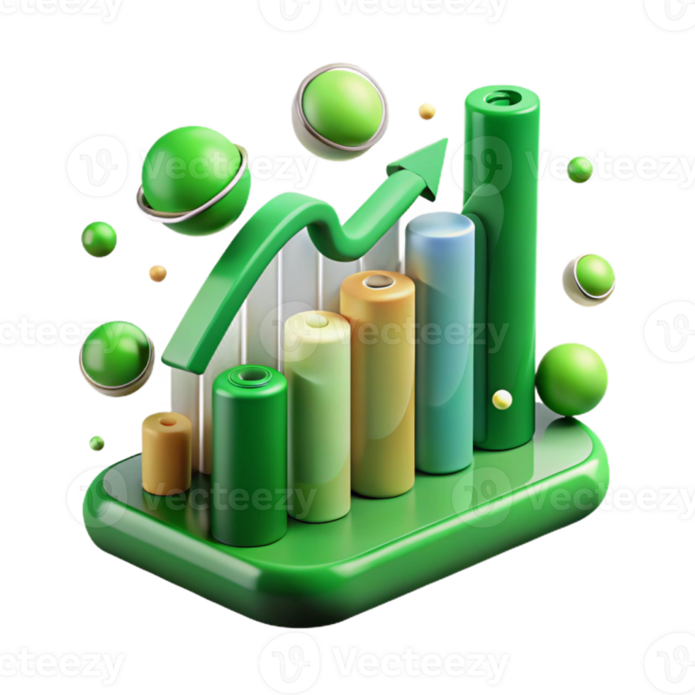 wonderful classic Green Energy Chart Upward Trend Transparent Background with Grid premium png