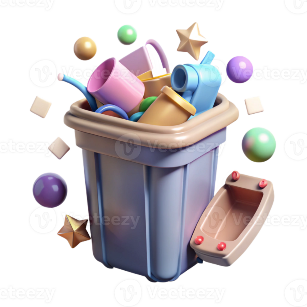 impressive creative Recycling Bin Overflowing with Plastic Transparent Background premium png