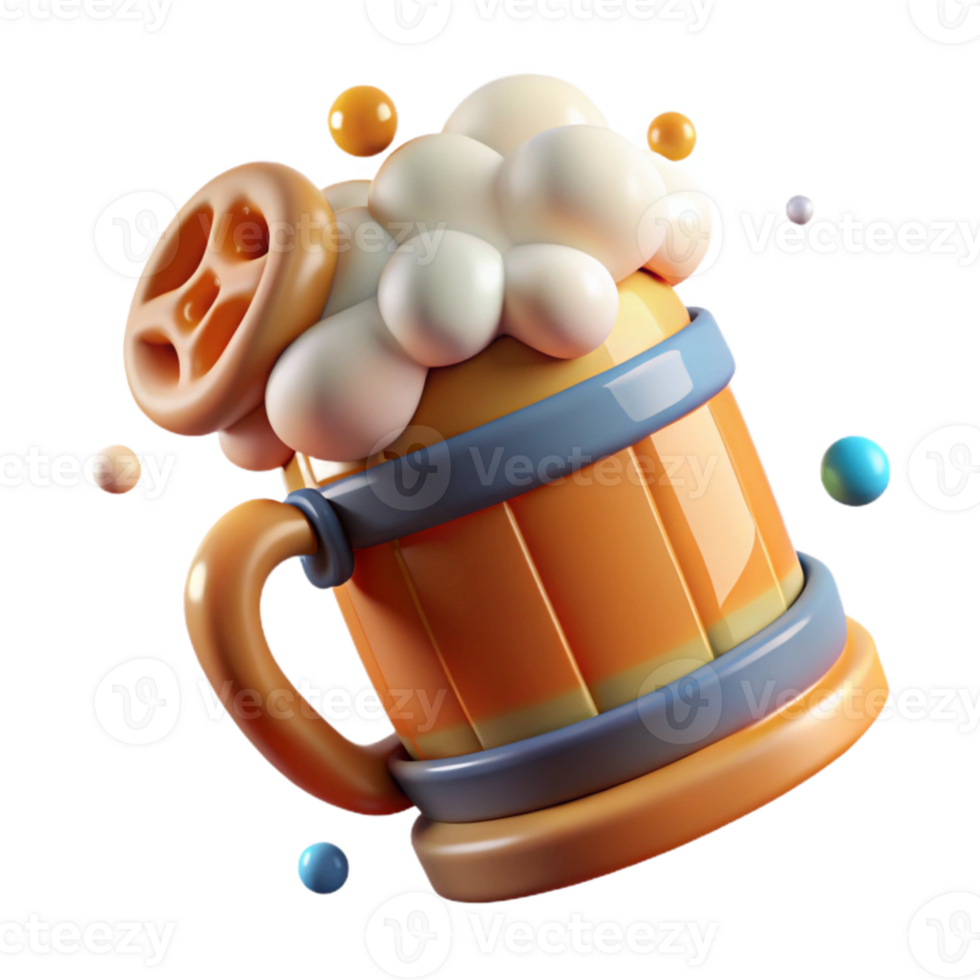 beautiful minimalist Oktoberfest Beer Stein Isolated Frothy Detail high resolution png