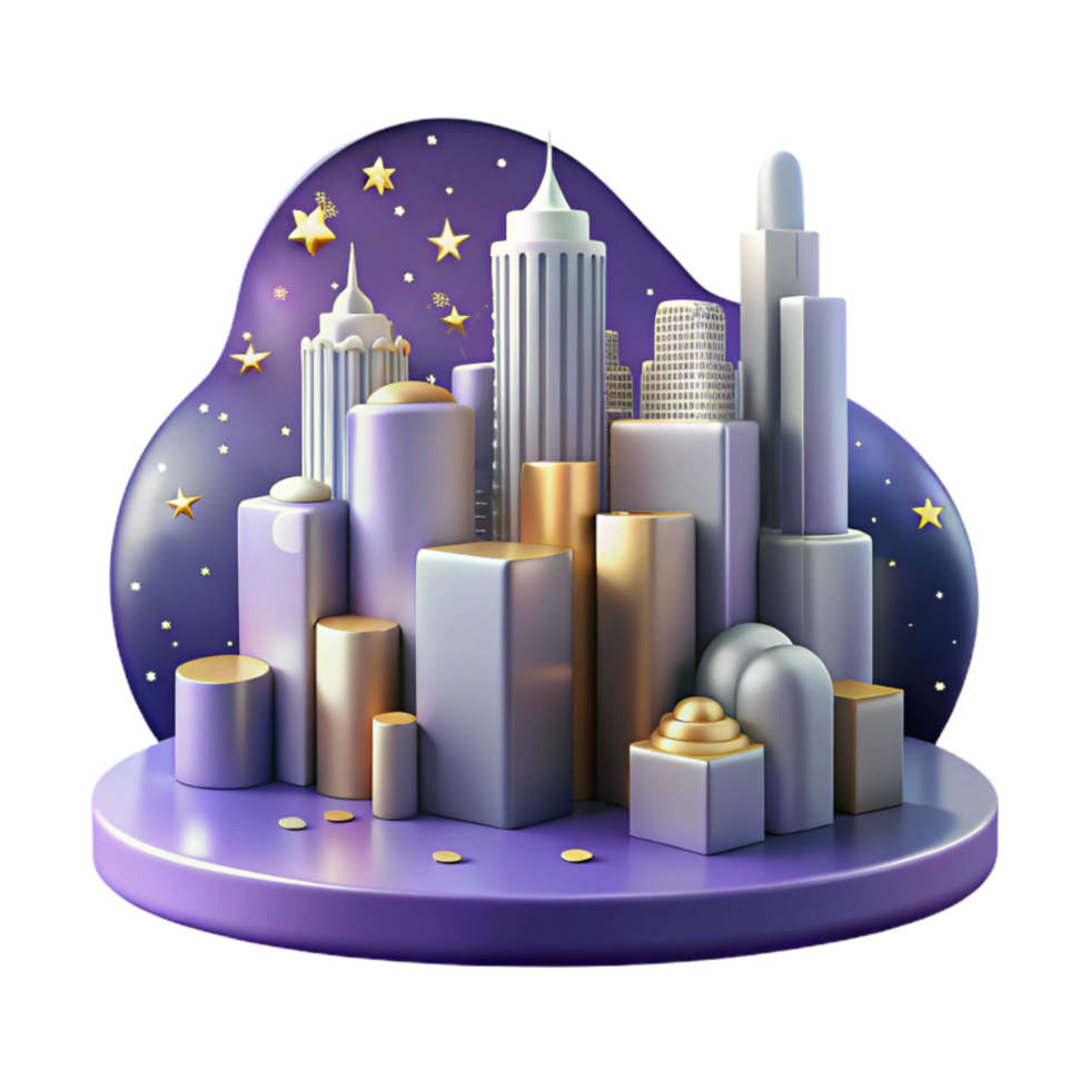 wonderful vintage Modern Office Building at Night with Reflections Cutout high quality png