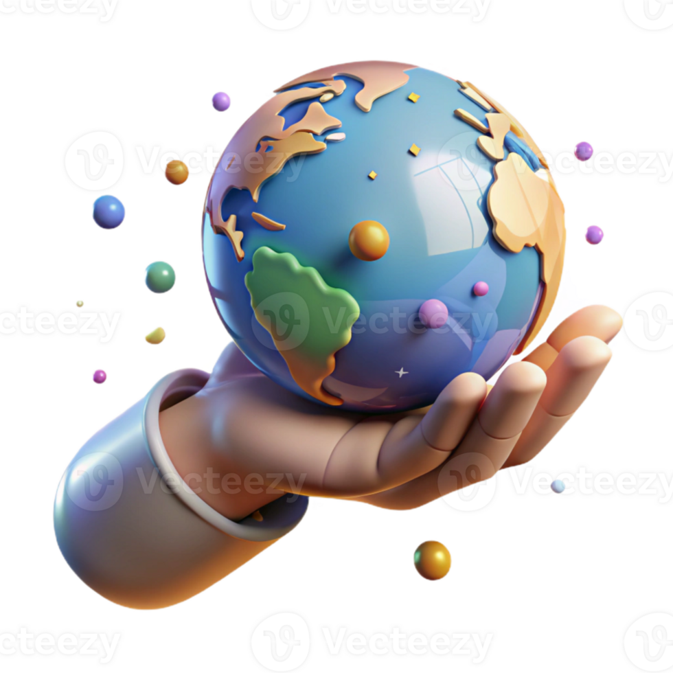 extraordinary vintage Hand Holding Globe Brightly Lit Isolated authentic png