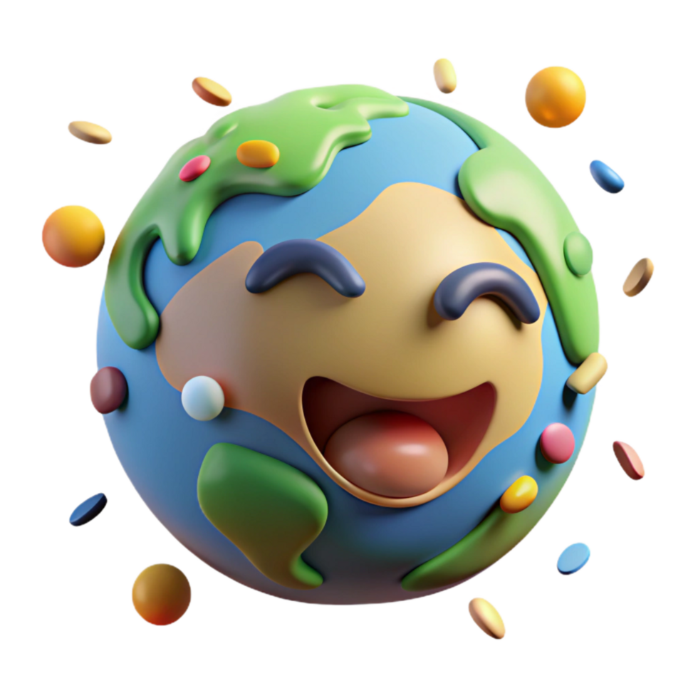 magnificent minimalist Happy Earth Emoji Cutout exclusive png