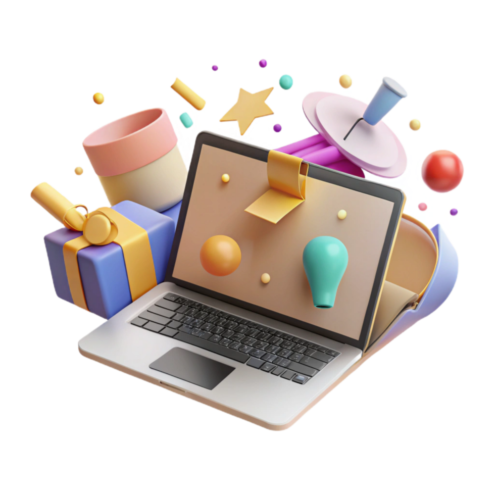 impressive rustic Laptop with Education Website Open Transparent Background premium png