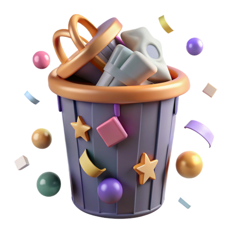 stunning creative Recycle Bin with Paper and Cardboard Cutout high quality png