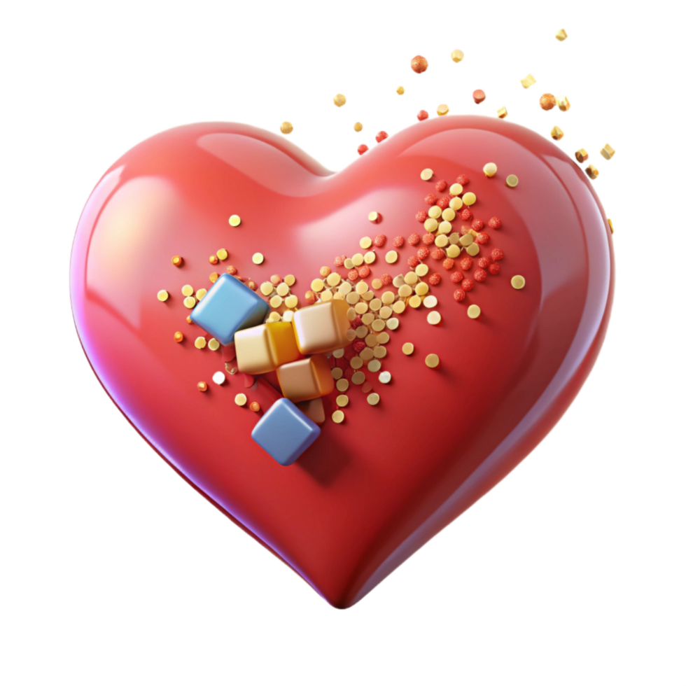 impressive modern Pixel Art Heart Cutout on Transparent Background professional png
