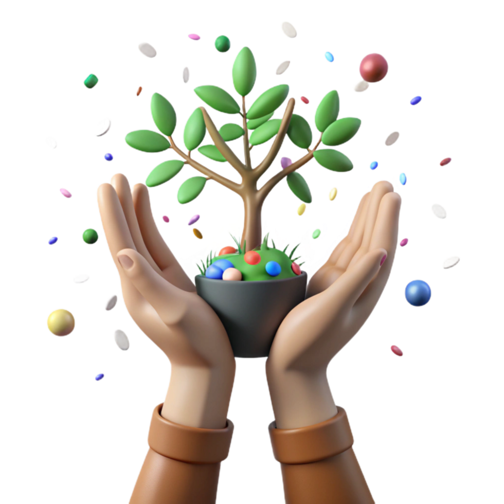 dramatic artistic Hands Holding Sapling Transparent Background professional png