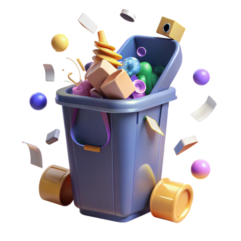 impressive contemporary Recycling Bin Overflowing with Plastic Transparent Background authentic png