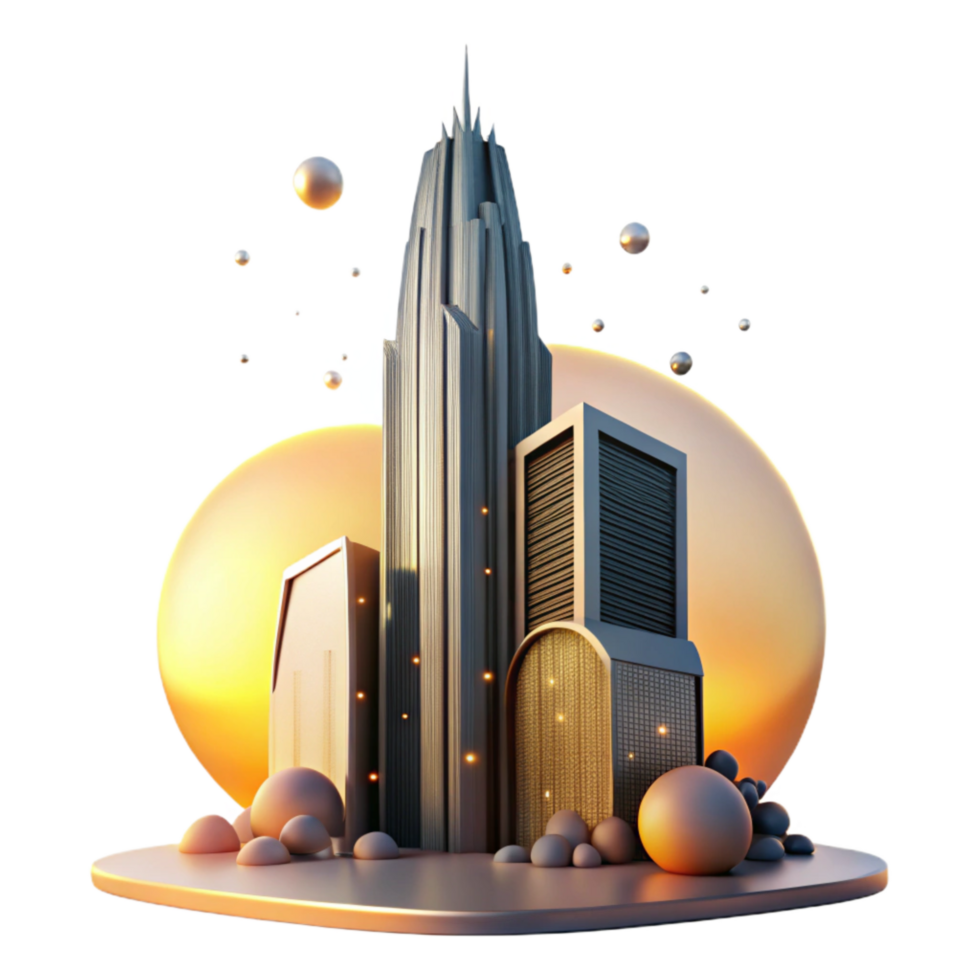 wonderful classic Modern Skyscraper Silhouette at Sunset Isolated exclusive png