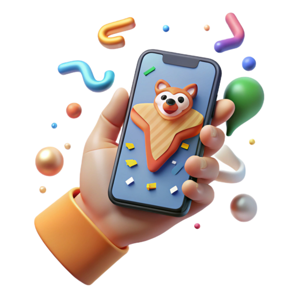 serene modern Hand Holding Smartphone with Animal Tracking App Cutout Front View detailed png