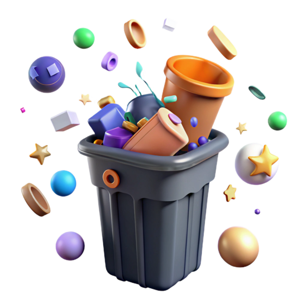 extraordinary traditional Recycling Bin Overflowing with Plastic Transparent Background png