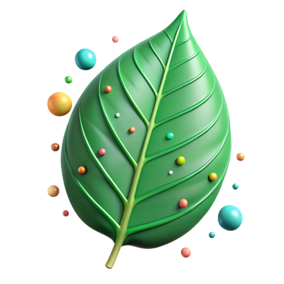 beautiful abstract Green Leaf with Veins Detail Cutout original png