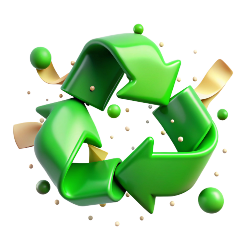 impressive artistic Recycle Sign in Bright Green Color Transparent Background premium png